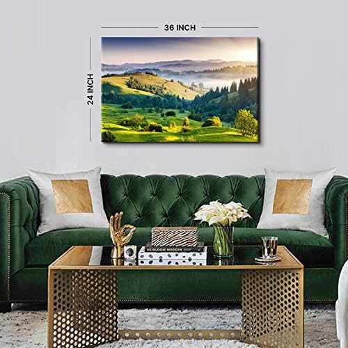 Sunrise Mountain Wall Art Misty Forest Landscape Canvas Picture Living Room - Image 4