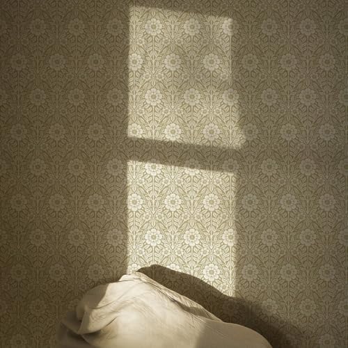 17.3" x 393.7" Floral Wallpaper Peel and Stick Vintage Boho Cream Damask - Image 4
