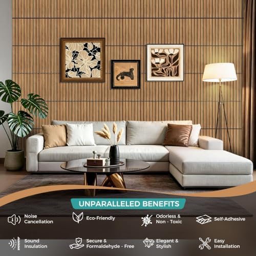 TO-TH 12 Pack Sound Panels Self-Adhesive Noise Absorbing Panel, Rustic Teak - Image 6