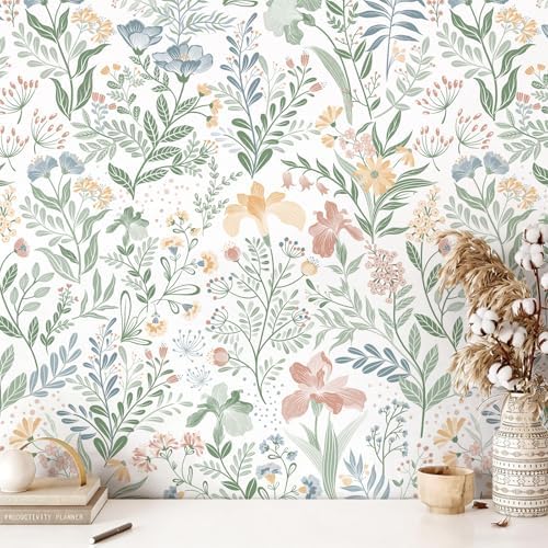 Fititem Floral Peel and Stick Wallpaper Boho Nature Wall Paper 17.3”×78.7” by Fititem__FitYourHome