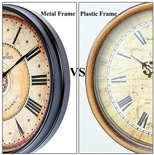 Justup 12 inch Metal Black Wall Clock European Style Retro Vintage Clock - Image 4