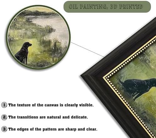 Vintage Gold Framed Canvas Wall Art Retro Nature Landscape Green 3D Textured - Image 3