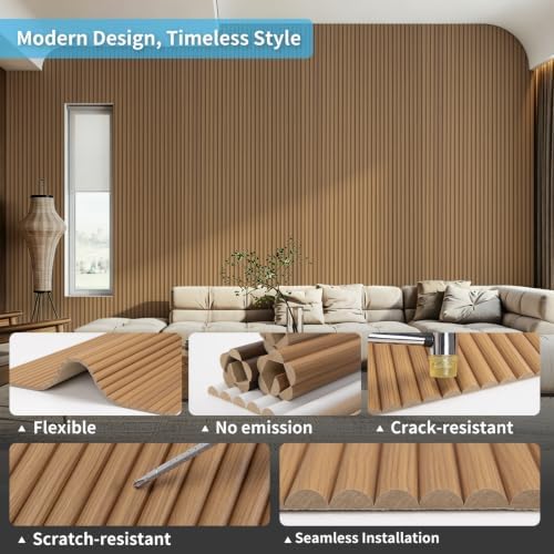 Art3d Roll-Flat Beaded Wood Slat Wall Panel, 94.5 x 23.6 in - Image 5