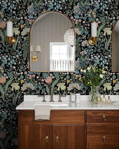 Toduso Peel and Stick Wallpaper Vintage Wall Paper Black Floral Contact Paper - Image 5