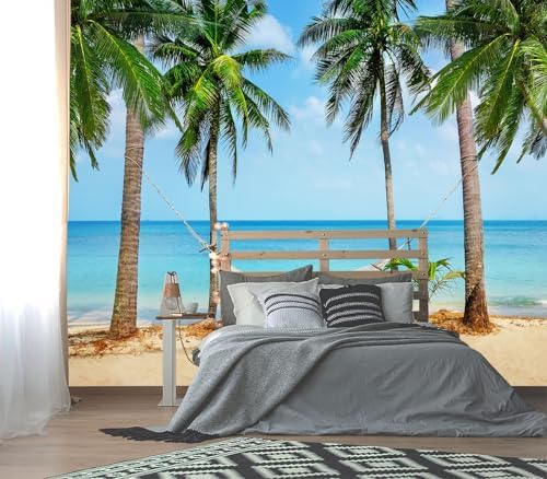XMPMBM-Beach Palms Landscaping Fabric Wallpaper Tree Leaf Living Room Bedroom by Moredurableandtear-resistantthantraditionalwallpaperwithexcellentadhesion