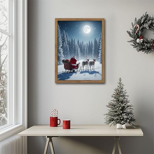 Framed Christmas Pictures Wall Decor, Santa Delivering Christmas Gifts Canvas - Image 6