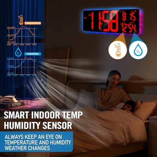 TXL 16.5" Bluetooth Red Large LED Digital Wall Clock, Count Up/Down Timer Clock - Image 2