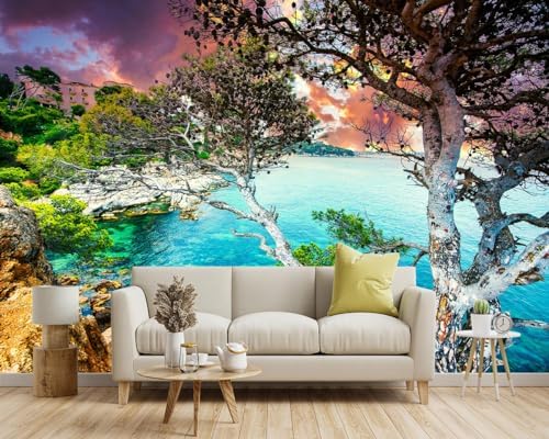 -Summer Sandy Shore Landscapes Fabric Wallpaper Clear Ocean seashores Islands - Image 2