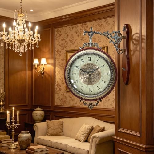 Homestia Double Sided Wall Clock Vintage Style Silent Non-Ticking Clock - Image 6