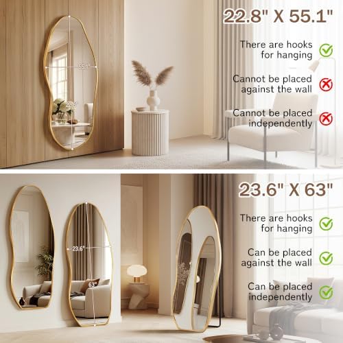 Irregular Full Length Mirror -Gold Decor Floor Mirror - Image 5