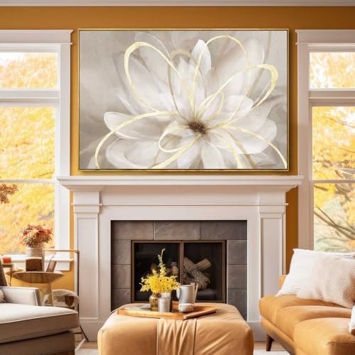 SOUGUAN Flower Wall Art for Living Room 32x48 Inch Gold Large Artwork Painting - Image 6