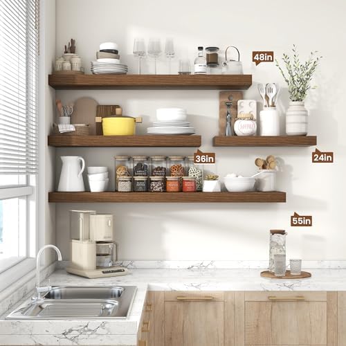 Heimlove Floating Shelves 15.7" W x 10.3" D Walnut Set of 2 - Image 5