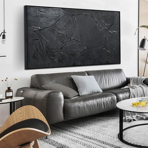 HUBOSKN Black Abstract Hand Painted Wall Art by HUBOSKNCANVASWALLART