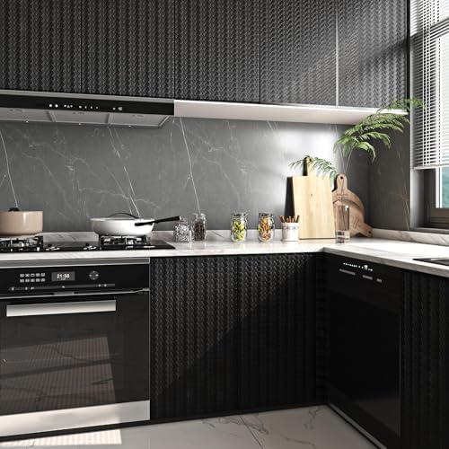 Livelynine Textured Rattan Wallpaper Black Peel and Stick Wall Paper - Image 3
