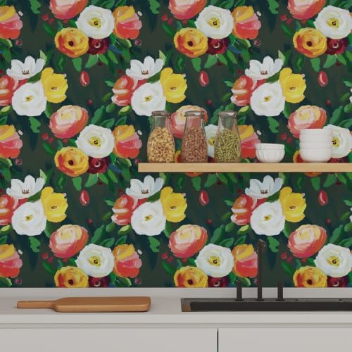 17.7" x 118" Boho Floral Peel and Stick Wallpaper Vintage Flower Contact Paper - Image 3