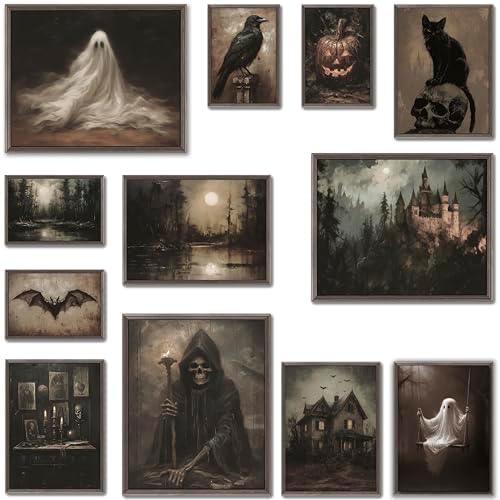 12 Pcs Gothic Halloween Wall Art by LANCHI95