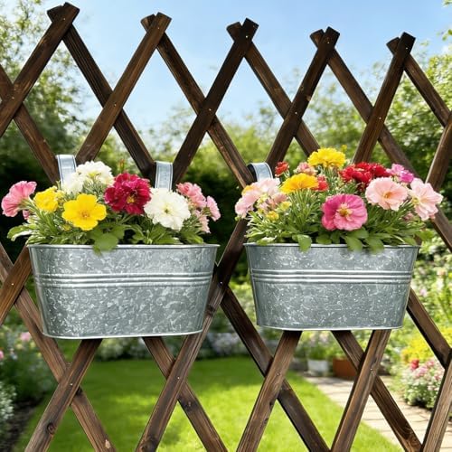 2 Pack 10" Galvanized Hanging Railing Planters - Image 2