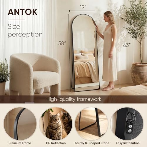 Antok 58" x19” Arched Full Length Mirror, Floor Mirror - Image 3