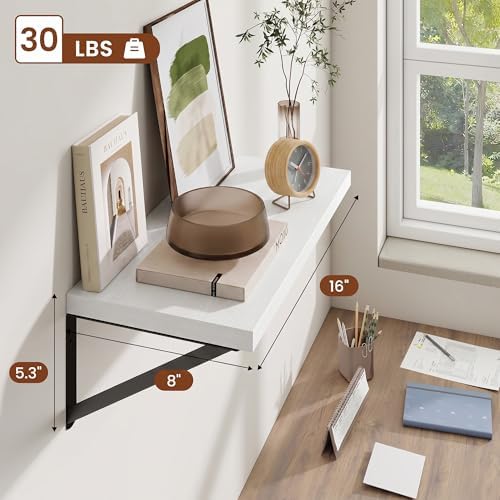 Deep Wall Shelves 16"W x 8"D Engineered Wood Floating Shelves - Image 3