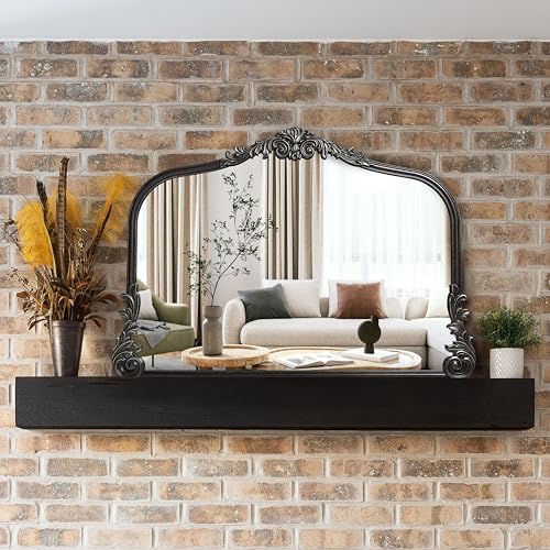 Wylde Iris English Estate Carved Arch Wood Wall Mirror, Mirror - Image 3
