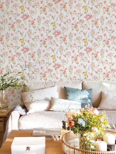 Ismoon Pink and White Floral Peel and Stick Wallpaper - Image 4