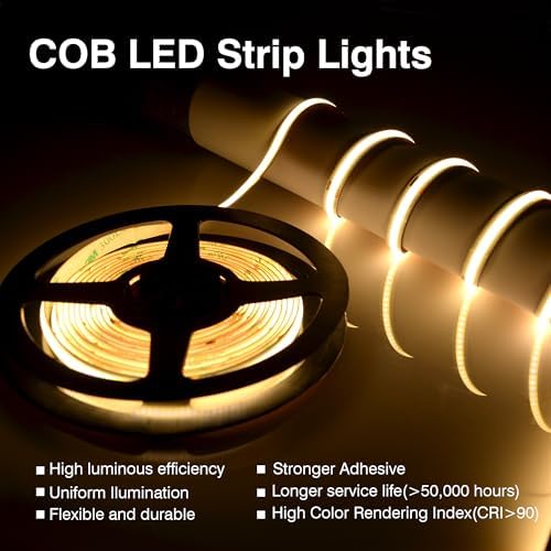 Pandery COB LED Strip, LED Strip Lights 5M/16.4ft, Touch Dimmable LED Strips - Image 4