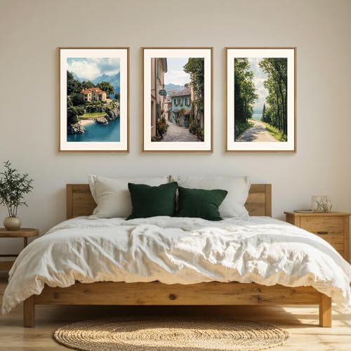 Large Vintage Italy City Coast Framed Canvas Wall Art, Modern French Country - Image 5