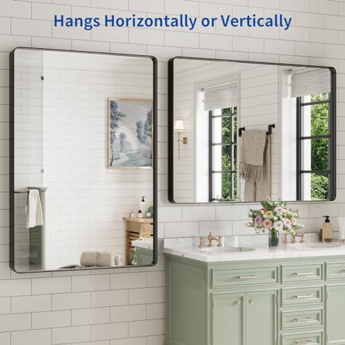 WEER Black Bathroom Vanity Mirror 50X36 Inch - Image 5