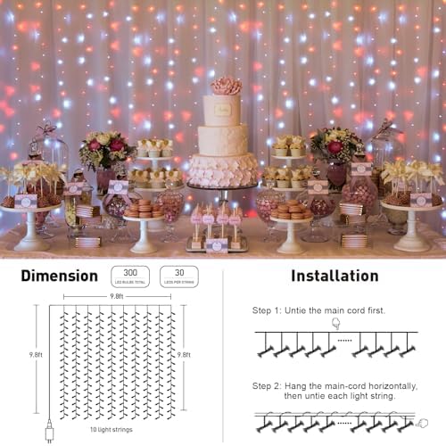 JMEXSUSS 300LED Red and White Christmas Curtain Lights - Image 6