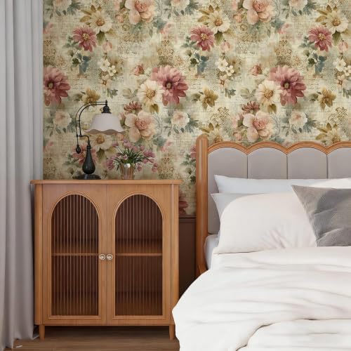 Vintage Script Floral Peel and Stick Wallpaper Self Adhesive 17.72" x 118.12'' - Image 5