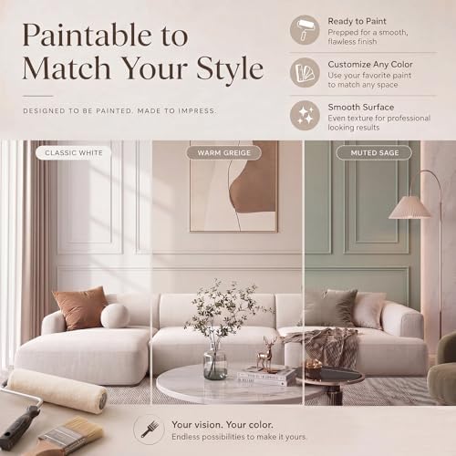 Pangda 3 Set Peel and Stick Wall Molding Kit Panel, 32x47in+63x47in - Image 6