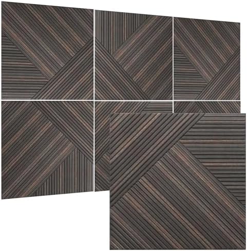 TO-TH Sound Absorbing Panels Peel and Stick Wall Panel 6Pack, Rustic Walnut by TO-TH