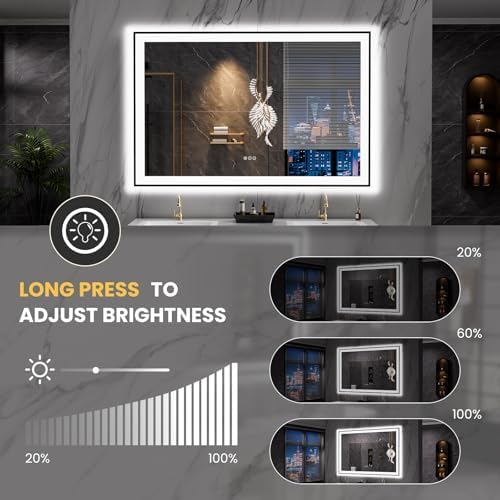 LOAAO 55"X36" LED Bathroom Mirror Black Framed - Image 3
