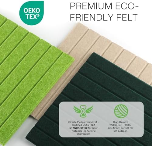 MaxGear Bulletin Board 36" x 24", Pine Green Felt Wall Tiles Room Decor - Image 4