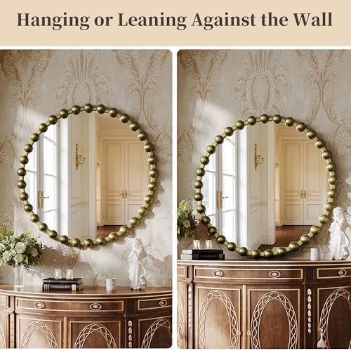 28 Inch Bronze Round Mirror, Modern Decorative Wall Mirror - Image 4