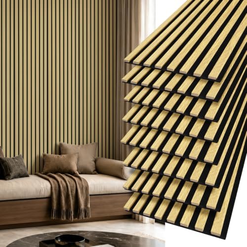 Art3d 12" x 93" Acoustic Wood Slat Wall Panel, 62 sq.ft by Art3d