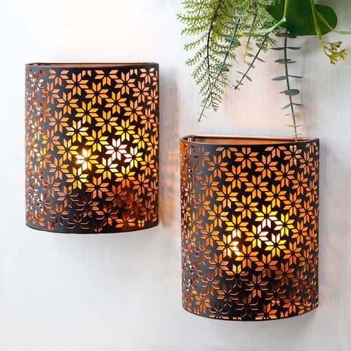 JHY DESIGN Set of 2 Battery Powered Lamp 8''H Vintage Wall Mount Lamp Metal by JHYDESIGN