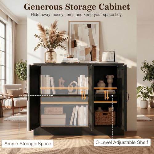78" Modular Buffet Sideboard Cabinet Set of 2, Large Coffee Bar Station - Image 4