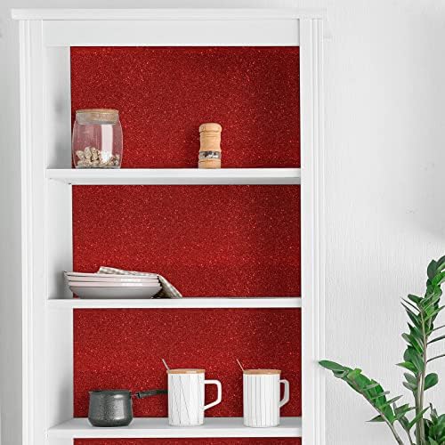 VEELIKE 15.7''x354'' Red Glitter Wallpaper Peel and Stick Sparkle Glitter Red - Image 5