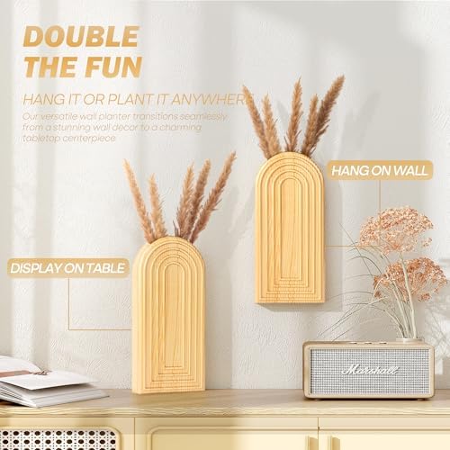 EOSAHR Wall Vase: Wall Planter for Boho Decor Accents, Original Wood - Image 6