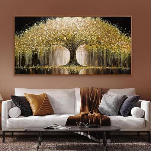Gold Tree Of Life Wall Art Decor 29.5"x58" Framed Wall Art - Image 4
