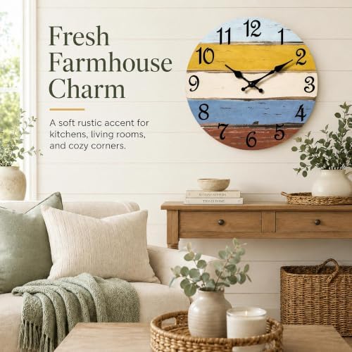 CHYLIN Wall Clock Silent Non-Ticking Battery Operated Colorful Retro - Image 4