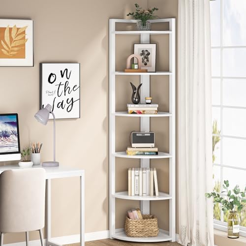 Tribesigns 6 Tier Corner Shelf, 70.9 Inch Tall Corner Bookshelf Small Bookcase - Image 4