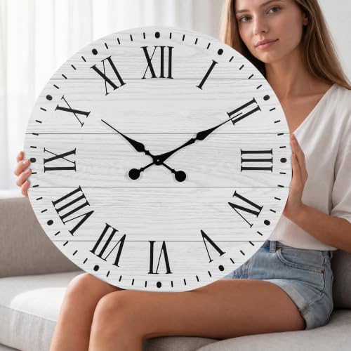 Large Wall Clock with Roman Numeral, 24” Shiplap Farmhouse Clock - Image 6