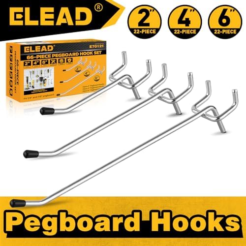 ELEAD 66-Piece 2/4/6 Inch Pegboard Hooks, Heavy Duty Peg Board Organizer - Image 7