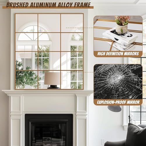 Antok Wall Mirror, Metal Framed Wall Mounted Mirror, Hanging or Leaning - Image 5