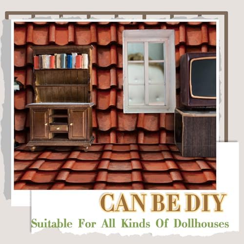Flutesan 12 Pcs Miniature Dollhouse Wallpaper, Roof Tiles Clay - Image 4