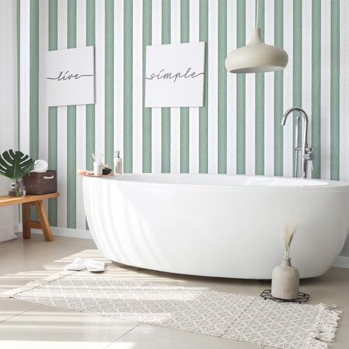 Green Stripe Peel and Stick Wallpaper 15.7" x 118" - Image 6