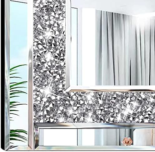 Meetart Crystal Crush Diamond Silver Mirror 12'' x 12'' 2PCS, Frameless Stylish - Image 3