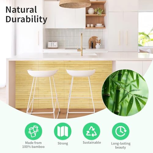 AMZDEPOT Natural Bamboo Wall Panel, 12 x 96 Inch - Image 4
